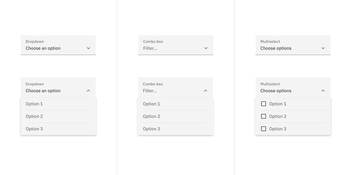 Fluid dropdown variant examples